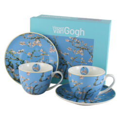 Set 2 cesti cu farfurii din portelan 270 ml "Almond Blossom"de V. van Gogh, in cutie decorativa
