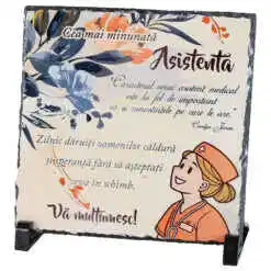 Placa ardezie "Cea mai minunata Asistenta..." 19x19 CM