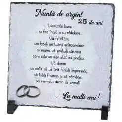 Placa ardezie "Nunta de argint 25..." 19x19 CM