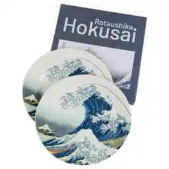 Set 2 farfurii desert 19 CM "The great Wave"de Hokusai, in cutie decorativa