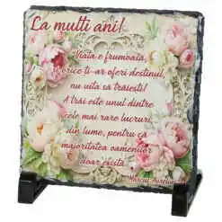 Placa ardezie "Viata e frumoasa..." 14x14 CM