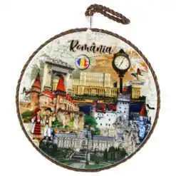 Suport oale decor din ceramica "Romania", 17 CM, maro