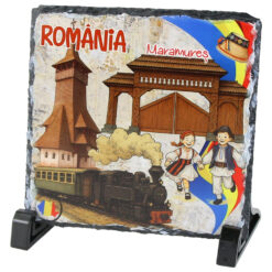 Placa ardezie "Romania, Maramures", 14x14 CM