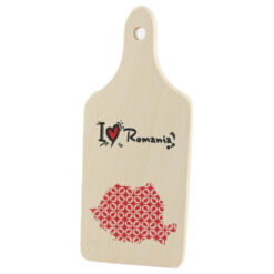 Tocator decorativ "I love Romania" 9.5x23 CM, Harta Romaniei