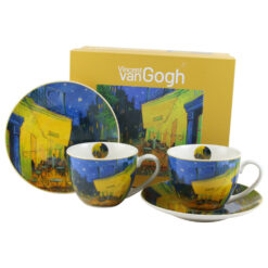 Set 2 cesti cu farfurii din portelan 270 ml "Terrace At Night" de V. van Gogh in cutie decorativa