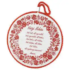 Suport oale decor "Hazi Aldas" 17 CM, din ceramica, rosu/alb