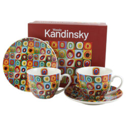 Set 2 cesti cu farfurii din portelan 270 ml "Squares with Circles" de W. Kandinsky