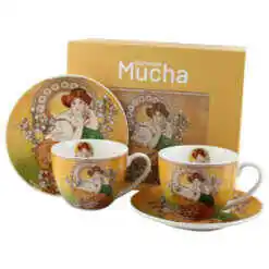 Set 2 cesti cu farfurii din portelan 270 ml "Topaz", de A Mucha, in cutie decorativa