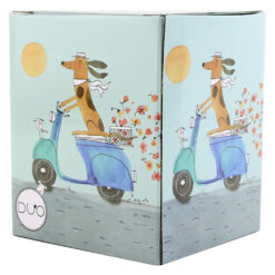 Alternative view of Cana portelan cu infuzor metalic si capac 360 ml "Dogs World, On Scooter", in cutie decorativa