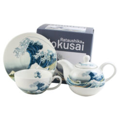 Alternative view of Set ceainic cu ceasca, farfurioara si infuzor metalic 350 ml/300 ml "The great Wave" de Hokusai, in cutie decorativa