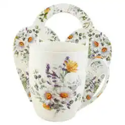Cana portelan 350 ml "Basket of Flowers-Daisy", in ambalaj decorativ