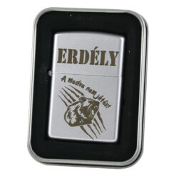 Bricheta metalica "Erdely - A medve nem jatek!", 3x5 CM, argintiu