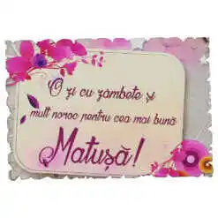 Magnet frigider din lemn "...Pentru cea mai buna Matusa!" 9x6 CM
