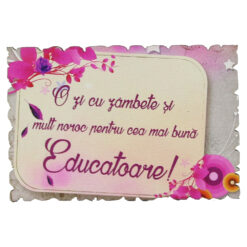 Magnet frigider din lemn "...Pentru cea mai buna Educatoare!" 9x6 CM