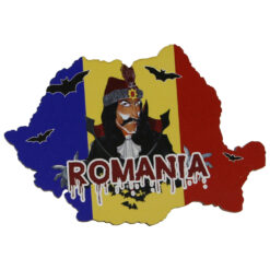 Magnet frigider din lemn "Romania" 9x6 CM, Harta Romaniei, Dracula