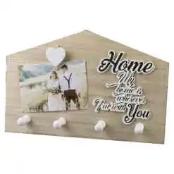 Suport pentru chei din lemn "My Home is wherever I'm with you", 29.5x19.5 CM