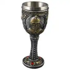 Pocal din metal si rasina Cavaler 8x18 CM, cu margele rosii