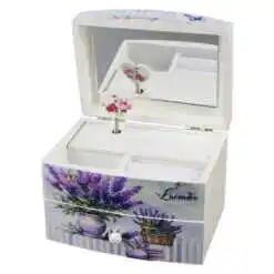 Alternative view of Cutie bijuterii muzicala, din lemn 13x10x9.5 cm, Lavender