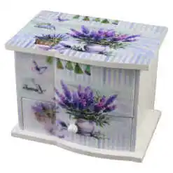 Cutie bijuterii muzicala, din lemn 14.5x10x11 cm, Lavender