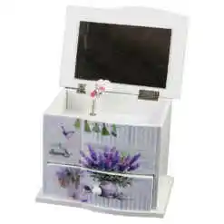 Alternative view of Cutie bijuterii muzicala, din lemn 14.5x10x11 cm, Lavender