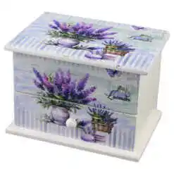 Cutie bijuterii muzicala, din lemn 13x9x9 cm, Lavender