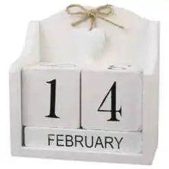 Calendar Perpetuu din lemn 14x15 CM, Alb