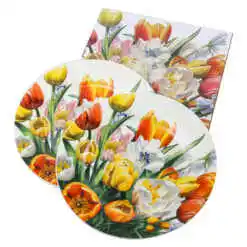 Set 2 farfurii desert 19 CM, din portelan "Tulipany", in cutie decorativa