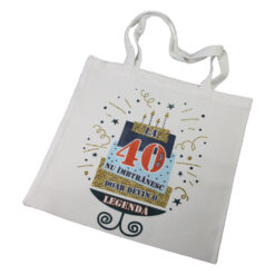 Sacosa textil "La 40 de ani nu imbatranesc, ...", 40x40 CM, tort