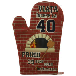 Manusa de bucatarie "Viata incepe la 40", din textil, 27 CM