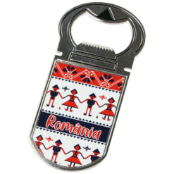 Desfacator sticle cu magnet "Romania", Motive traditionale, 4x9 CM