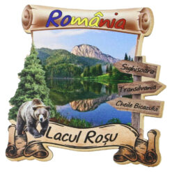 Magnet frigider din lemn "Lacul Rosu" 8x8 CM, Romania