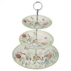 Platou etajat cu trei nivele, din ceramica, Flori de camp