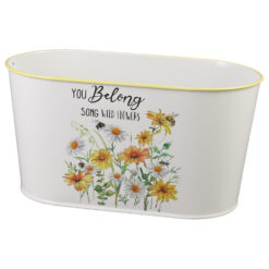 Ghiveci oval din metal 23x12 CM, "You belong", margarete