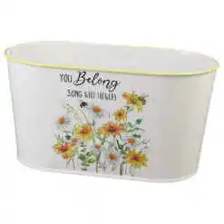 Ghiveci oval din metal 23x12 CM, "You belong", margarete