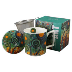 Cana portelan cu infuzor metalic si capac 450 ml, "Modern Twisted Tree", Modern Art