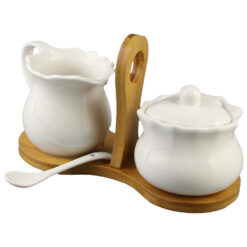 Set zaharnita cu cana pentru lapte, si suport din bambus
