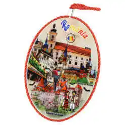 Suport oale decor din ceramica "Romania", 14x20 CM, Cladiri faimoase