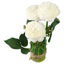 Aranjament floral cu trandafiri albi artificiale 25 cm