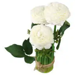 Aranjament floral cu trandafiri albi artificiale 25 cm