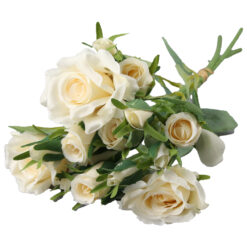 Alternative view of Buchet artificial cu trandafiri 43 cm, Crem/Alb