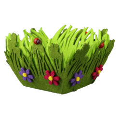 Cos din pasla cu flori si buburuze 13x13x8 cm