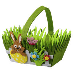 Cos din pasla cu maner, decorat cu iepuras si ou 18x14 cm