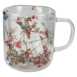 Cana de sticla cu pereti dubli 350 ml, cu flori uscate