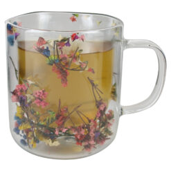 Alternative view of Cana de sticla cu pereti dubli 350 ml, cu flori uscate