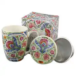 Cana portelan cu infuzor metalic si capac 360 ml, "Mayflower", in cutie decorativa