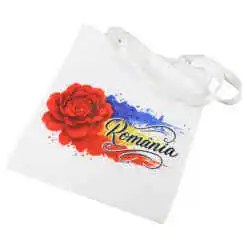 Sacosa textil "Romania", 30x35 CM, bujor