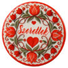 Magnet frigider ceramica "Szeretlek" 8 cm, cu flori