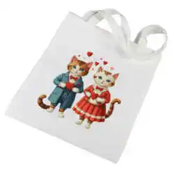 Sacosa textil 30x35 cm, Pisici indragostiti