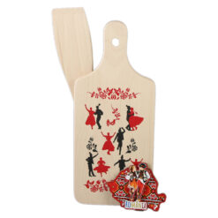 Set ustensile de bucatarie din lemn cu magnet frigider "Romania", 3 piese, dansatori populari