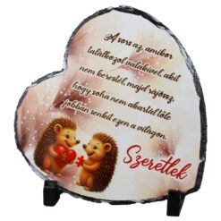 Placa ardezie inima "A sors az, amikor talalkozol...Szeretlek" 20x19 cm, cu arici